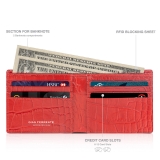 Gian Ferrente - Est. 1982 - Classic Bi-Fold Leather Wallet in Crocodile Belly - Red - Luxury High Quality