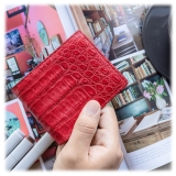 Gian Ferrente - Est. 1982 - Classic Bi-Fold Leather Wallet in Crocodile Belly - Red - Luxury High Quality