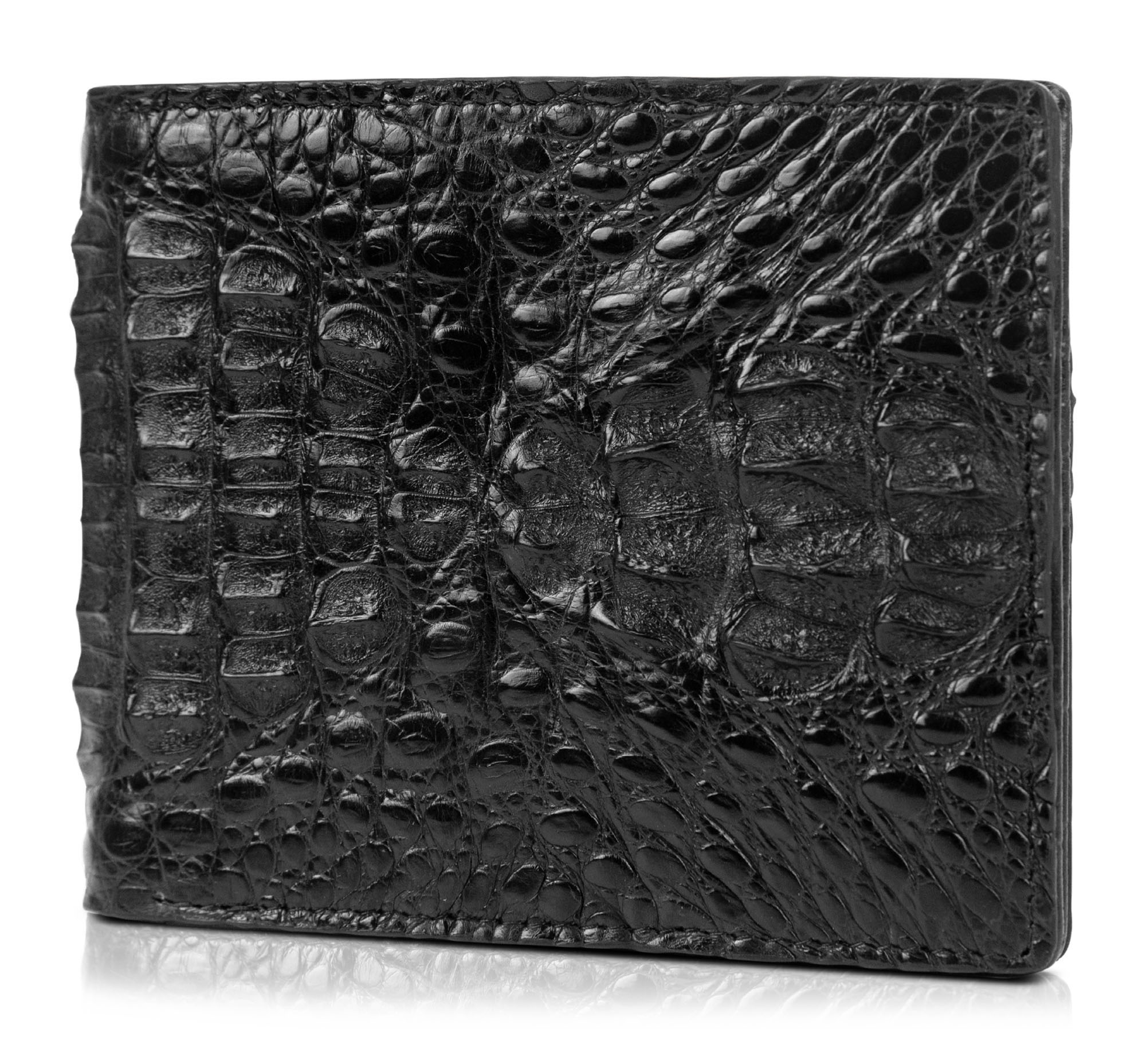 Hornback Croc Embossed Calfskin Leather Billfold Wallet - Brown