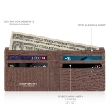 Gian Ferrente - Est. 1982 - Classic Bi-Fold Leather Wallet in Caiman Hornback - Brown - Luxury High Quality