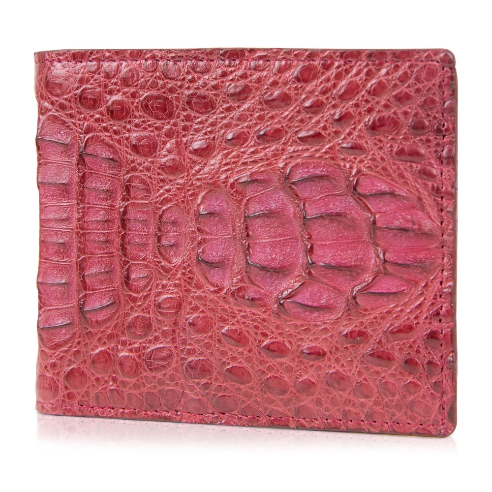 Red Genuine Crocodile Hornback Skin Mens Wallet