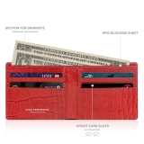 Gian Ferrente - Est. 1982 - Classic Bi-Fold Leather Wallet in Caiman Hornback - Red - Luxury High Quality