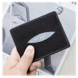 Gian Ferrente - Est. 1982 - Classic Bi-Fold Leather Wallet in Stingray - Black - Luxury High Quality