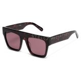 Stella McCartney - Havana Square Sunglasses with Logo - Havana - Sunglasses - Stella McCartney Eyewear
