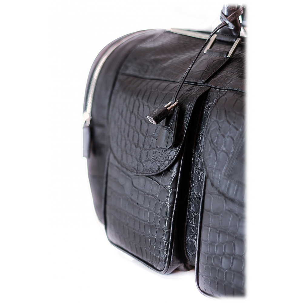 Vittorio Martire - Large Bag in Real Alligator Leather - Italian Handmade Bag - Luxury High ...