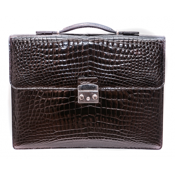 Vittorio Martire - Business Bag in Real Alligator Leather - Italian Handmade Bag - Luxury High Quality Leather