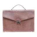 Vittorio Martire - Business Bag in Real Alligator Leather - Taupe - Italian Handmade Bag - Luxury High Quality Leather