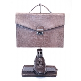 Vittorio Martire - Business Bag in Real Alligator Leather - Taupe - Italian Handmade Bag - Luxury High Quality Leather