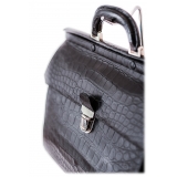 Vittorio Martire - Business Bag in Vera Pelle di Alligatore - Nero - Borsa Artigianale Italiana - Pelle di Alta Qualità Luxury