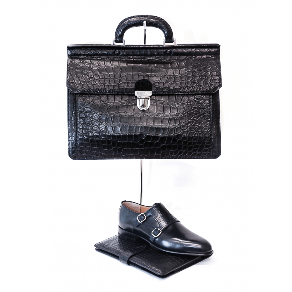 Vittorio Martire - Business Bag in Real Alligator Leather - Black - Italian  Handmade Bag - Luxury High Quality Leather - Avvenice