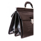 Vittorio Martire - Business Bag in Real Alligator Leather - Black - Italian Handmade Bag - Luxury High Quality Leather