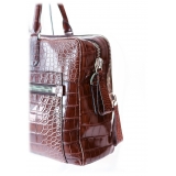 Vittorio Martire - Business Bag in Real Alligator Leather - Shiny Brown - Italian Handmade Bag - Luxury High Quality
