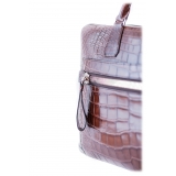 Vittorio Martire - Business Bag in Real Alligator Leather - Shiny Brown - Italian Handmade Bag - Luxury High Quality