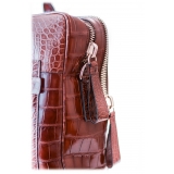Vittorio Martire - Business Bag in Vera Pelle di Alligatore - Marrone Lucido - Borsa Artigianale Italiana - Alta Qualità Luxury