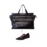 Vittorio Martire - Business Bag in Real Alligator Leather - Shiny Black - Italian Handmade Bag - Luxury High Quality