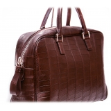 Vittorio Martire - Business Bag in Real Alligator Leather - Brown - Italian Handmade Bag - Luxury High Quality