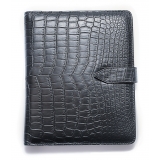 Vittorio Martire - Cover iPad in Vera Pelle in Coccodrillo - Nero - Cover Artigianale Italiana - Alta Qualità Luxury