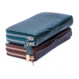 Vittorio Martire - Double Document Holder in Real Crocodile Leather - Blue - Italian Handmade - Luxury High Quality