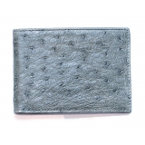 Vittorio Martire - Wallet in Real Ostrich Leather - Blue Gray - Italian Handmade - Luxury High Quality