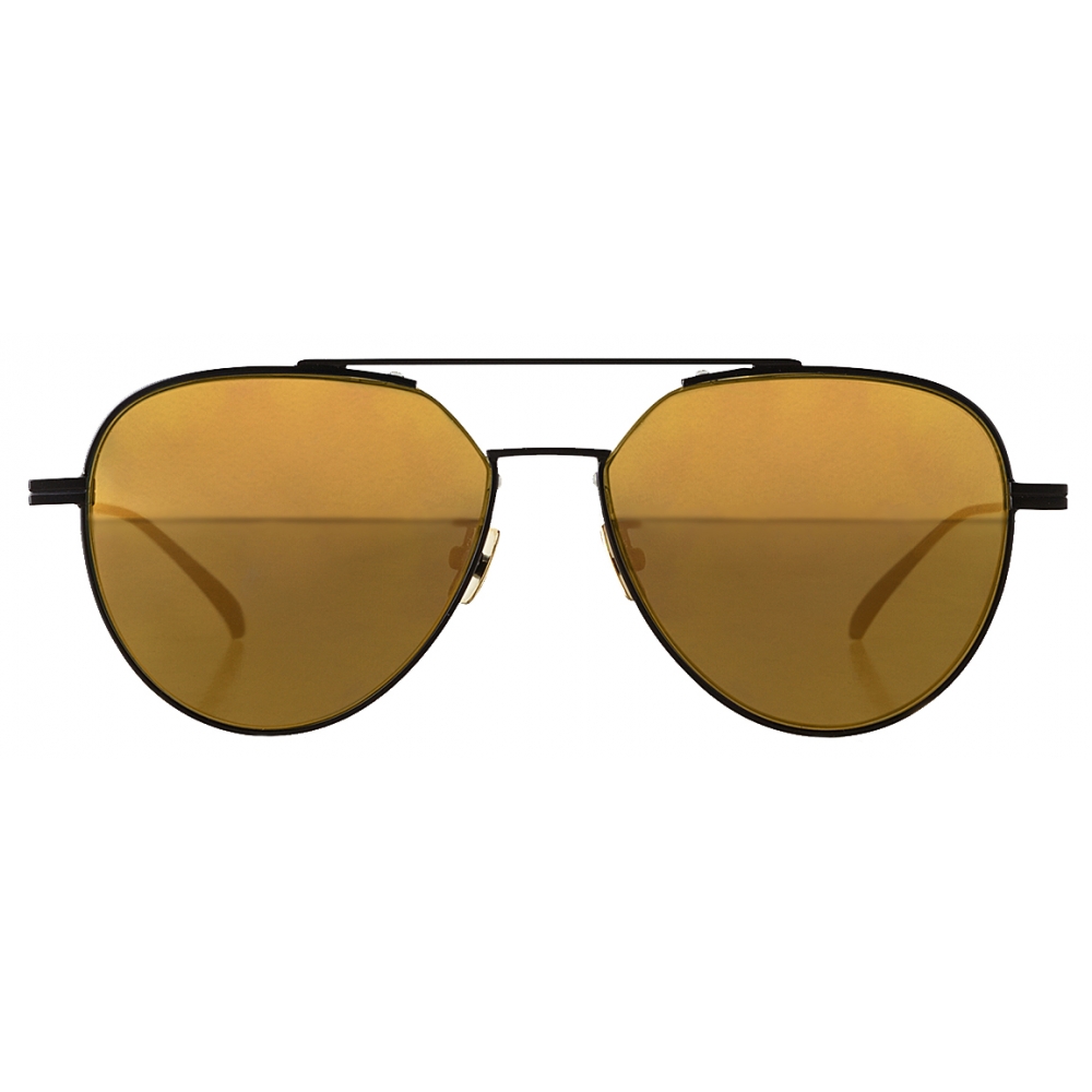 Bottega Veneta Metal Aviator Sunglasses - Gold Frame / Yellow Lens