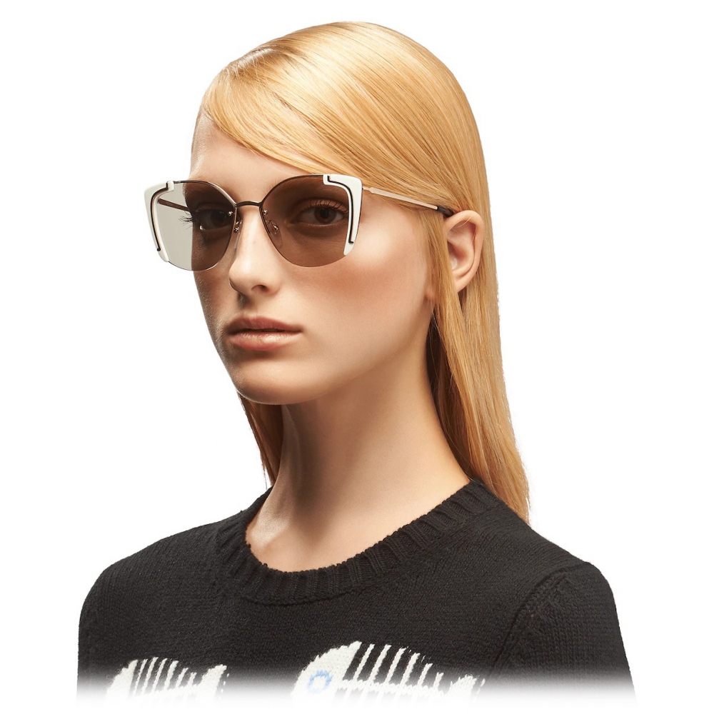 Prada - Contemporary Sunglasses - White Pale Gold - Prada Collection