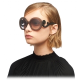 Prada - Prada Minimal Baroque - Round Sunglasses - Cocoa Brown Opaque Crystal - Sunglasses - Prada Eyewear