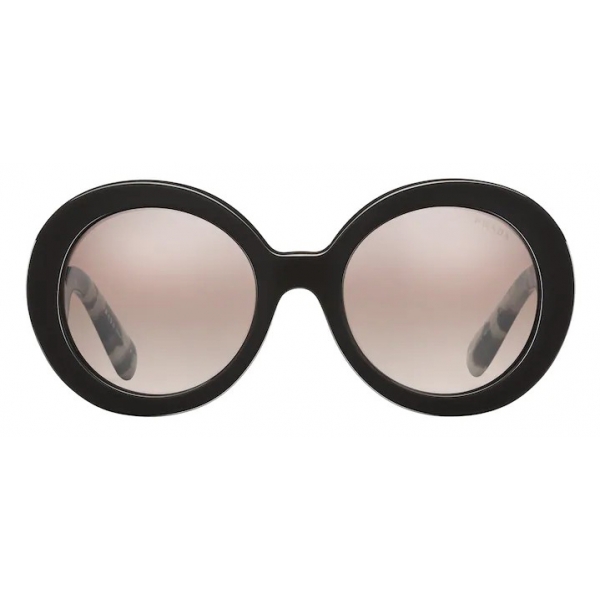 Prada - Prada Minimal Baroque - Round Sunglasses - Black Chalky White Tortoiseshell - Sunglasses - Prada Eyewear