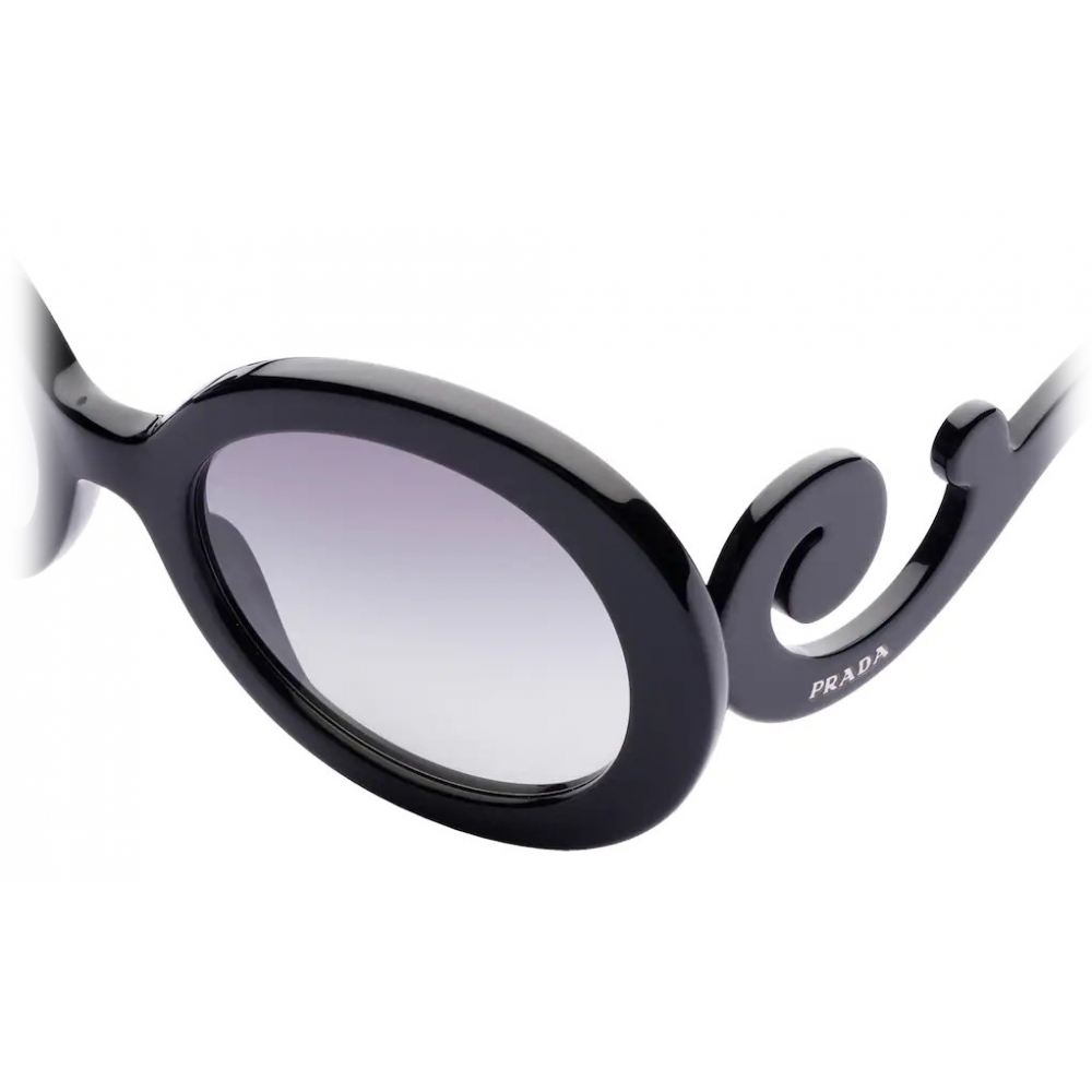 Prada - Prada Minimal Baroque - Round Sunglasses - Black Shaded Gray -  Sunglasses - Prada Eyewear - Avvenice
