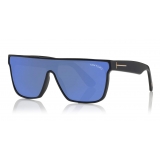 Tom Ford - Wyhat Sunglasses - Occhiali da Sole in Acetato Rettangolari - FT0709 - Nero Blu Specchiato - Tom Ford Eyewear