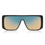 Tom Ford - Atticus Sunglasses - Occhiali da Sole in Acetato Oversize Rettangolari - FT0710 - Nero Oro - Tom Ford Eyewear