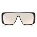 Tom Ford - Atticus Sunglasses - Occhiali da Sole in Acetato Oversize Rettangolari - FT0710 - Nero Fumo - Tom Ford Eyewear
