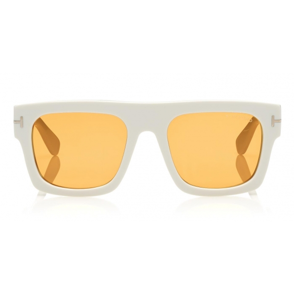 Tom Ford - Fausto Sunglasses - Occhiali da Sole in Acetato Rettangolari - FT0711 - Bianco - Tom Ford Eyewear