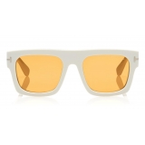 Tom Ford - Fausto Sunglasses - Occhiali da Sole in Acetato Rettangolari - FT0711 - Bianco - Tom Ford Eyewear
