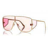 Tom Ford - Spector Sunglasses - Occhiali da Sole in Acetato Oversize Rettangolari - FT0708 - Rosa - Tom Ford Eyewear