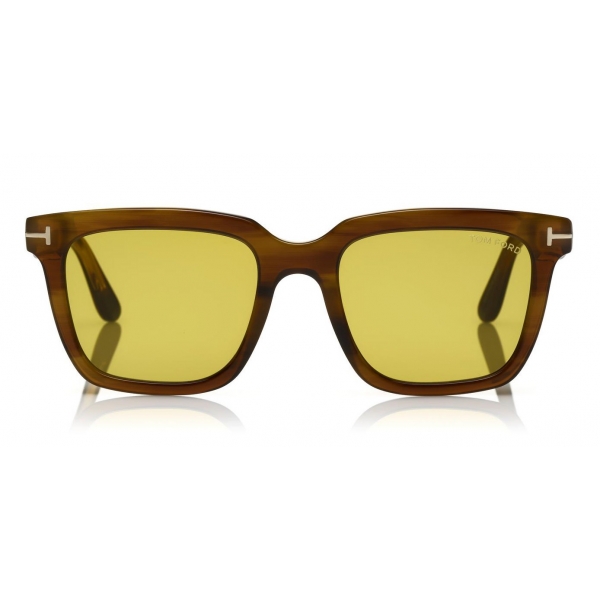 Tom Ford - Fausto Sunglasses - Occhiali da Sole in Acetato Rettangolari - FT0646 - Marrone - Tom Ford Eyewear