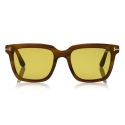 Tom Ford - Fausto Sunglasses - Occhiali da Sole in Acetato Rettangolari - FT0646 - Marrone - Tom Ford Eyewear
