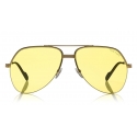 Tom Ford - Wilder Sunglasses - Occhiali da Sole Pilot in Acetato - FT0644 - Giallo - Tom Ford Eyewear