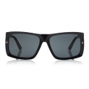 Tom Ford - Rizzo Sunglasses - Occhiali da Sole Quadrati in Acetato - FT0730 - Nero - Tom Ford Eyewear