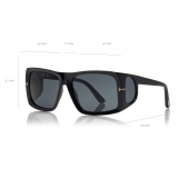 Tom Ford - Rizzo Sunglasses - Occhiali da Sole Quadrati in Acetato - FT0730 - Nero - Tom Ford Eyewear