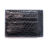 Vittorio Martire - Large Credit Card Holder in Real Crocodile Leather - Black - Italian Handmade - Luxury