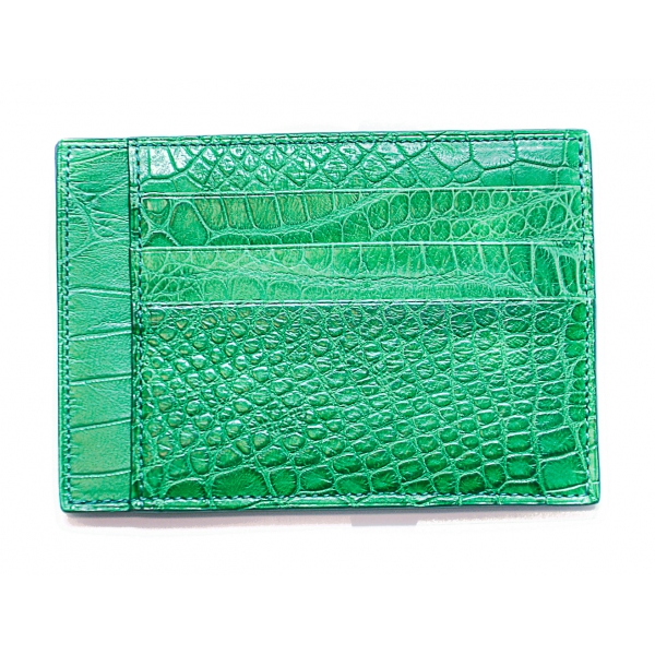 Vittorio Martire - Large Credit Card Holder in Real Crocodile Leather - Turquoise - Italian Handmade - Luxury