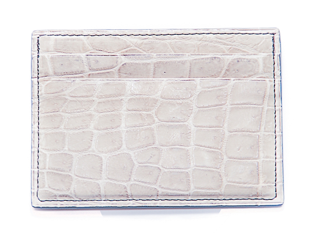 Made in FRANCE Victoire Credit Card Holder in Grey Goatskin (2