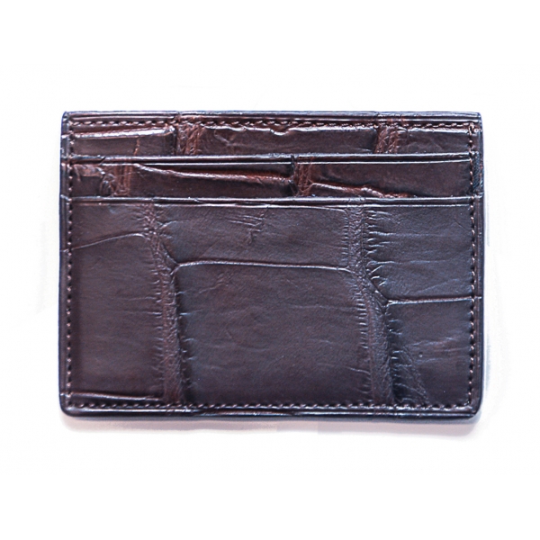 Vittorio Martire - Small Credit Card Holder in Real Crocodile Leather - Brown - Italian Handmade - Luxury