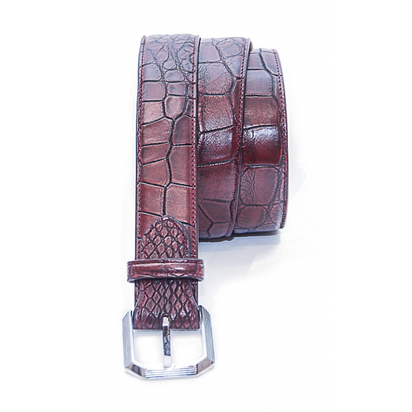 Vittorio Martire - Belt in Real Crocodile Leather - Bordeaux - Italian  Handmade - High Quality Luxury - Avvenice