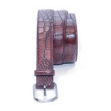 Vittorio Martire - Belt in Real Crocodile Leather - Bordeaux - Italian Handmade - High Quality Luxury