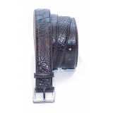 Vittorio Martire - Belt in Real Crocodile Leather - Dark Brown - Italian Handmade - High Quality Luxury