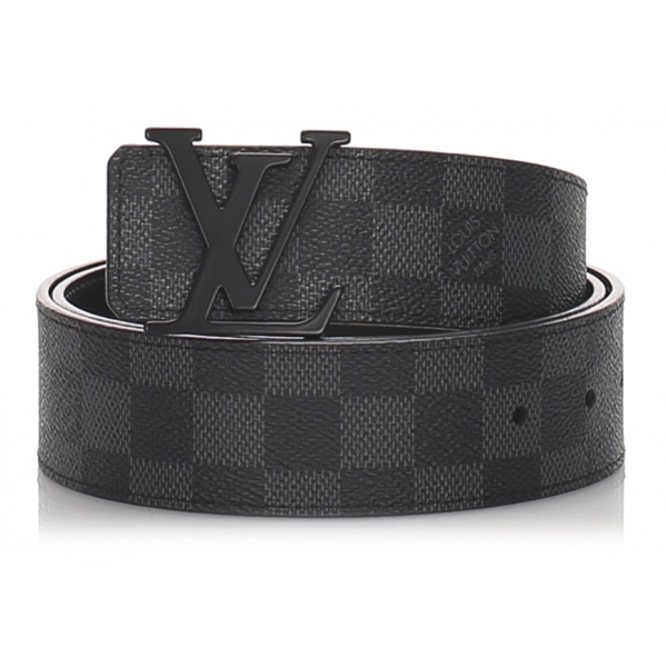 Louis Vuitton Vintage - Damier Graphie Initiales Belt - Black Gray - Leather Belt - Luxury High ...