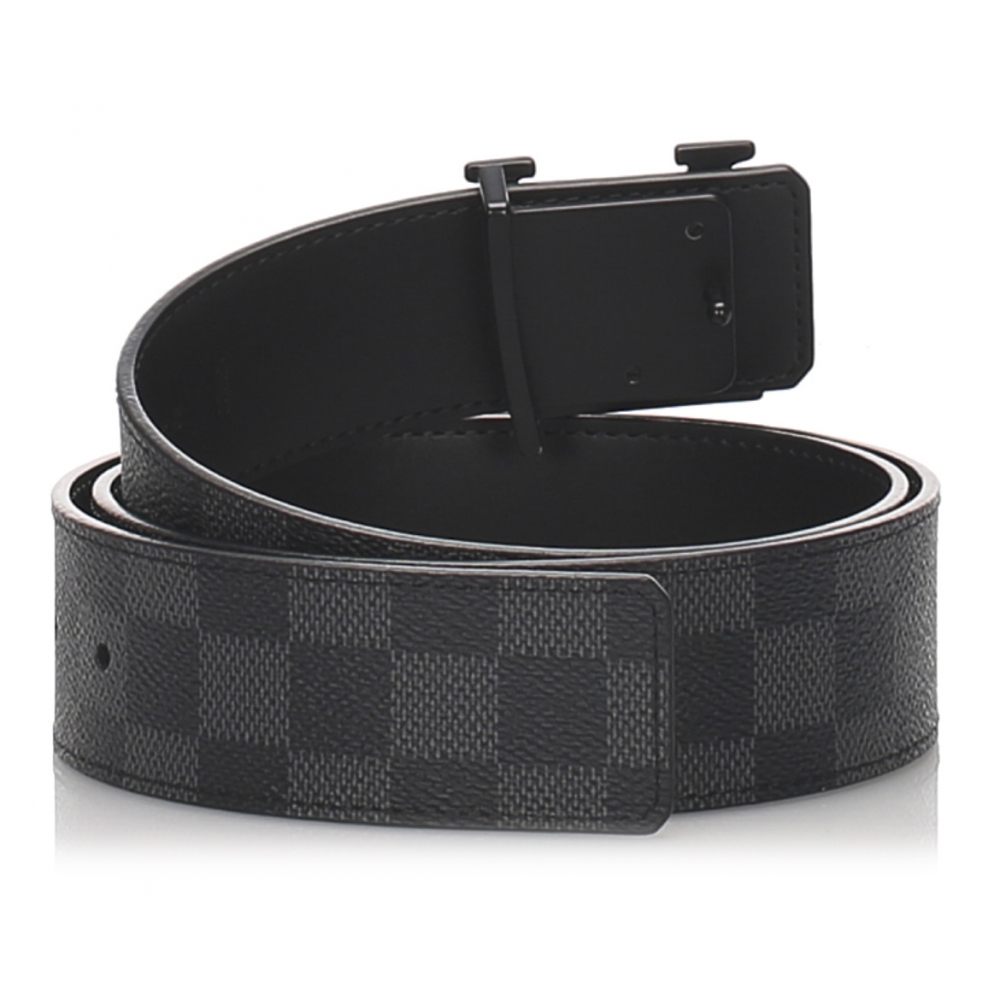 Louis Vuitton Womens Black Gray Leather Checker Print Buckle Belt - Shop  Linda's Stuff