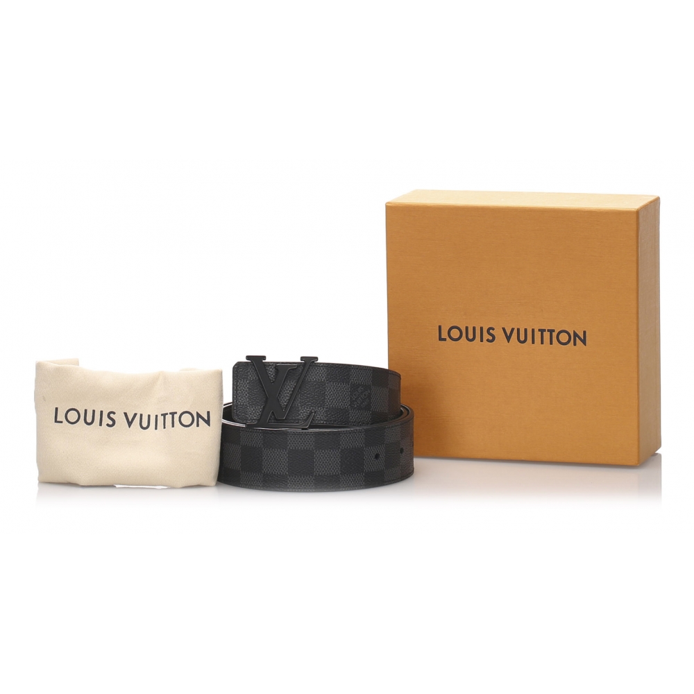 Louis Vuitton Vintage - Damier Graphie Initiales Belt - Black Gray - Leather Belt - Luxury High ...