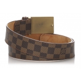 Louis Vuitton Vintage - Damier Ebene Inventeur Belt - Marrone Oro - Cintura in Pelle - Alta Qualità Luxury